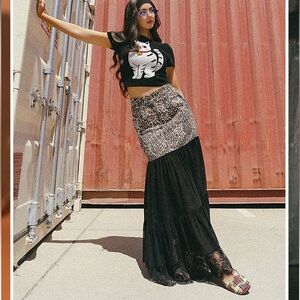 Dressed in LALA Leopard and Black Maxi Skirt